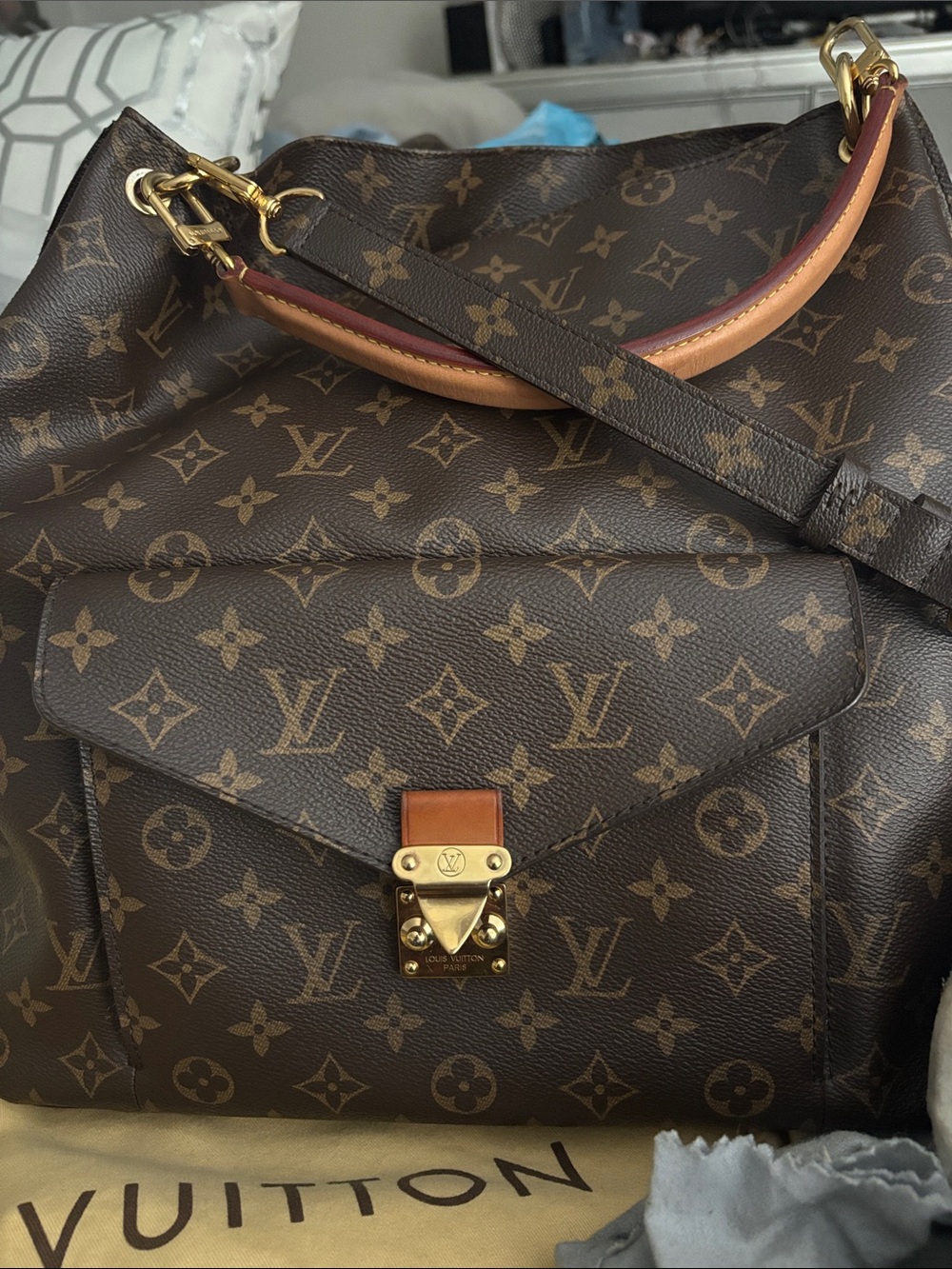 Louis Vuitton Monogram Canvas Shoulder Bag - Brown with Tan Trim